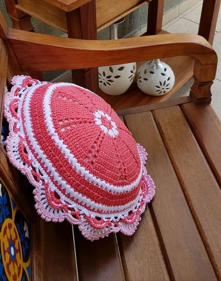 Almofada Redonda Crochê Dupla Face Capas Removíveis