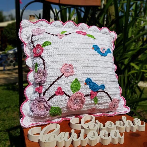 Almofadas Completas em Crochê Tema Jardim 2 Peças