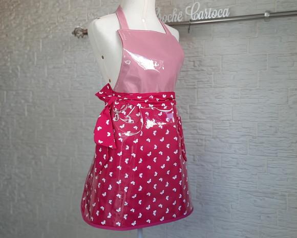 Avental Love Pink Impermeável Forração Plástica