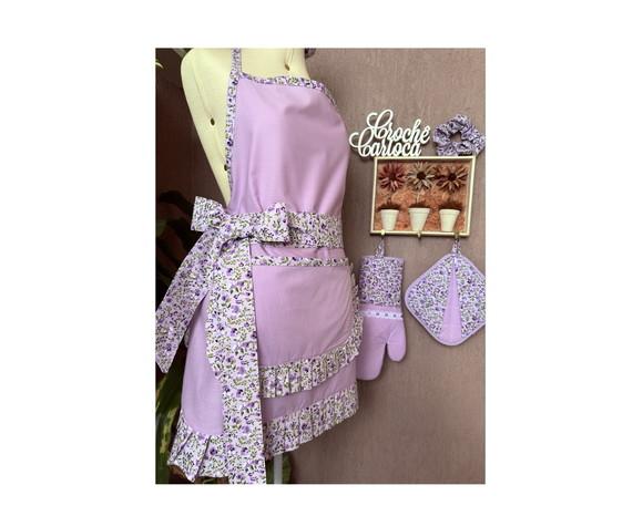 Avental Luva Térmica Pegador e Tiara Kit Cozinha Escolha Cor