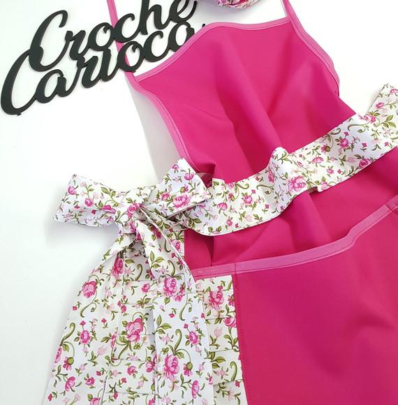 Avental Primavera Rosa Pink Floral ou Escolha Cores