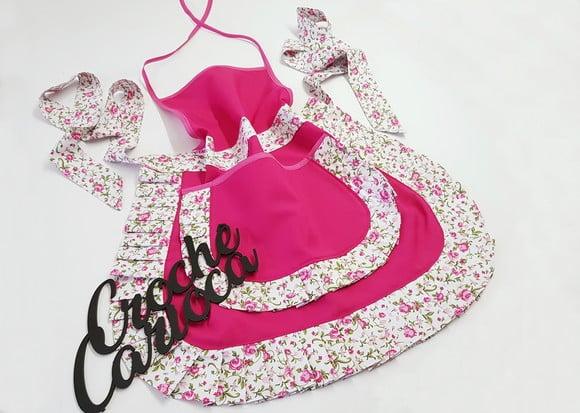 Avental Primavera Rosa Pink Floral ou Escolha Cores