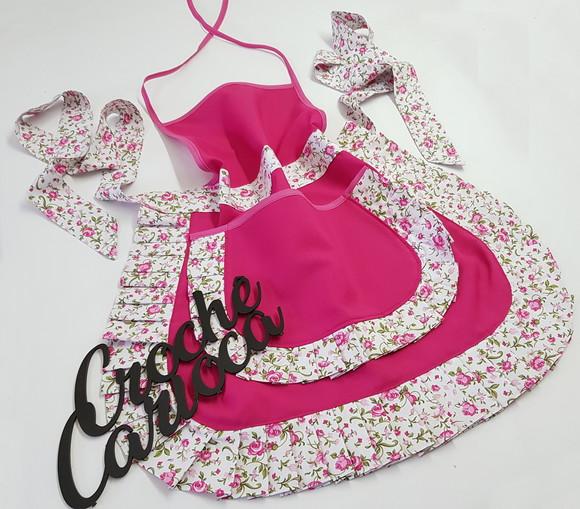 Avental Primavera Rosa Pink Floral ou Escolha Cores