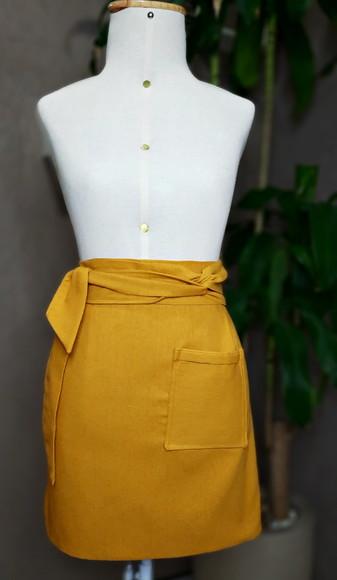 Avental Saia Meio Corpo Bolso Elegante Slin Linho Tinto