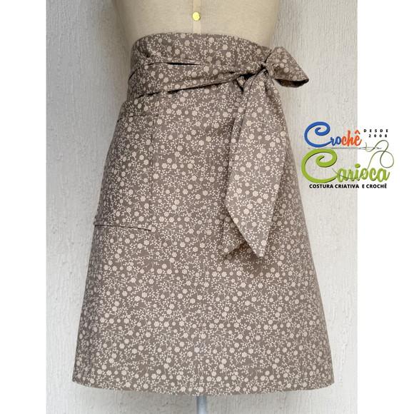 Avental Saia Meio Corpo Floral Bege Nude Escolha Cor