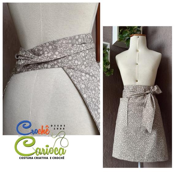 Avental Saia Meio Corpo Floral Bege Nude Escolha Cor