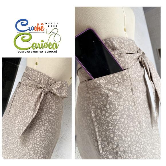 Avental Saia Meio Corpo Floral Bege Nude Escolha Cor