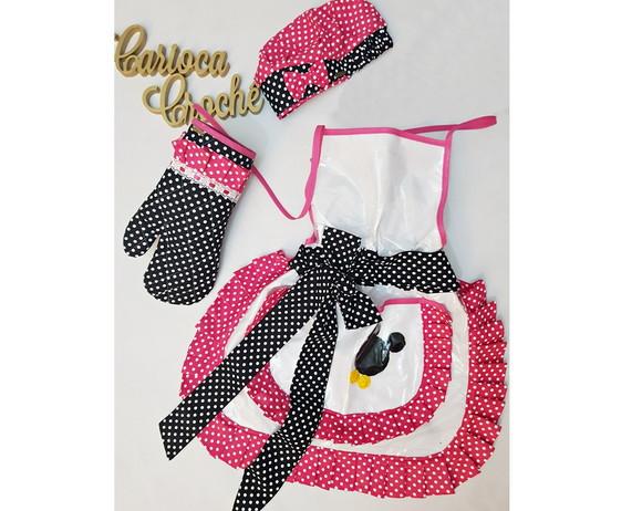 Avental Semiplastificado, Luva e Touca Tema Mickey