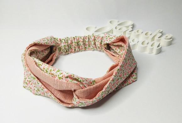 Avental Vintage Criativo Rose Salmão Florais com Tiara