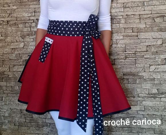 Avental Vintage Vermelho Escuro e Preto Poás Godê