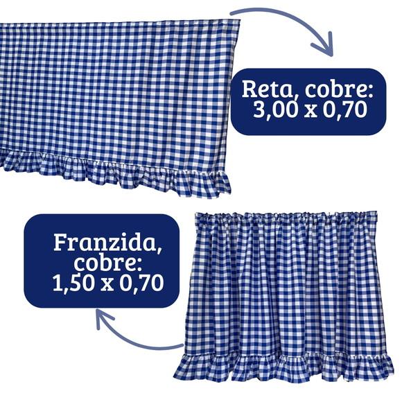 Bandô de Cortina Xadrez Farmhouse Babadinhos Xadrez Azul