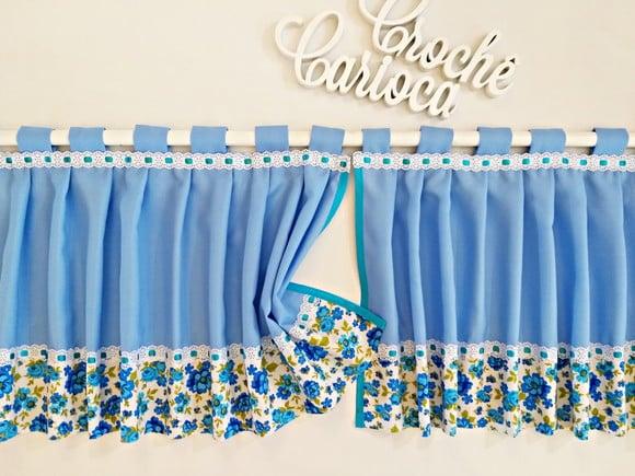Bandô de Cozinha Floral Azul Shabby Chic Sob Medida