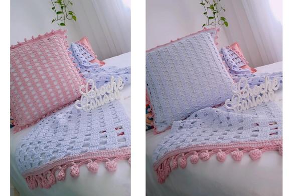 Cama Posta Almofadão Completo e Peseira Crochê 2,30 x 0,50