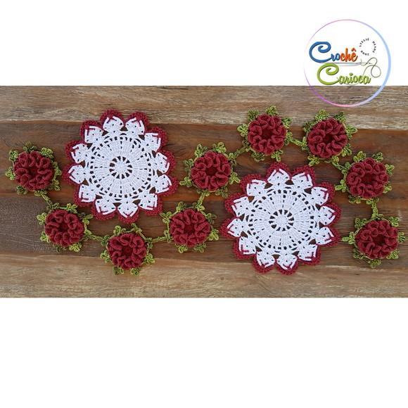 Caminho de Mesa Crochê 3d Floral Escolha Cores