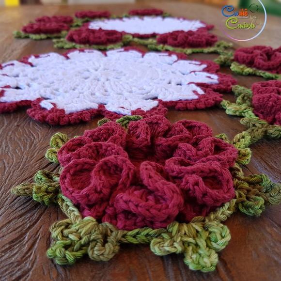 Caminho de Mesa Crochê 3d Floral Escolha Cores