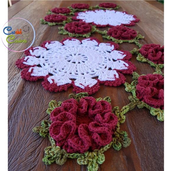 Caminho de Mesa Crochê 3d Floral Escolha Cores