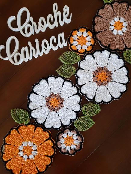 Caminho de Mesa de Crochê Colorido Mandalas Escolha Cores