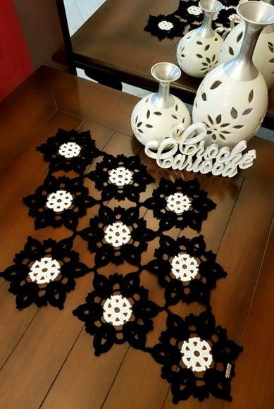 Caminho de Mesa em Crochê Floral Escolha Cores