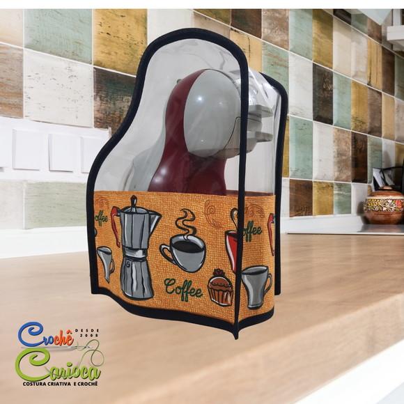Capa Cafeteira Dolce Gusto Mini Me Cristal e Tecido Café