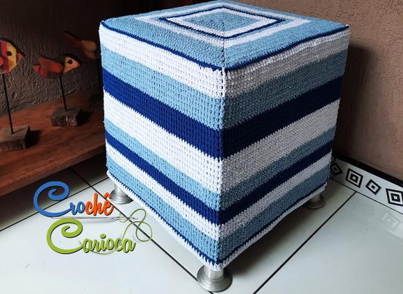 Capa De Puff Em Crochê - Escolha Cores