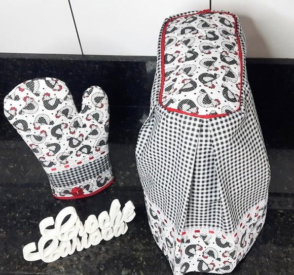 Capa para Batedeira Kitchenaid e Luva Térmica Galinha Juju