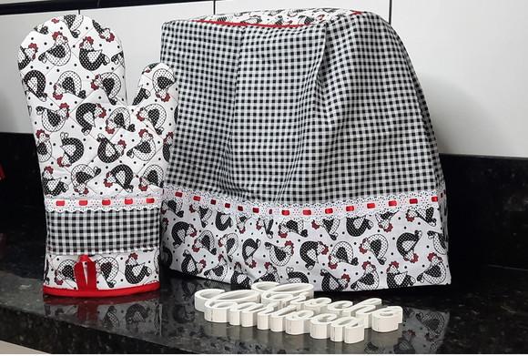 Capa para Batedeira Kitchenaid e Luva Térmica Galinha Juju