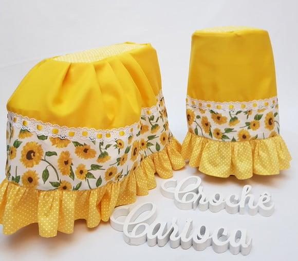 Capas Batedeira e Liquidificador Girassol Amarelo Cozinha