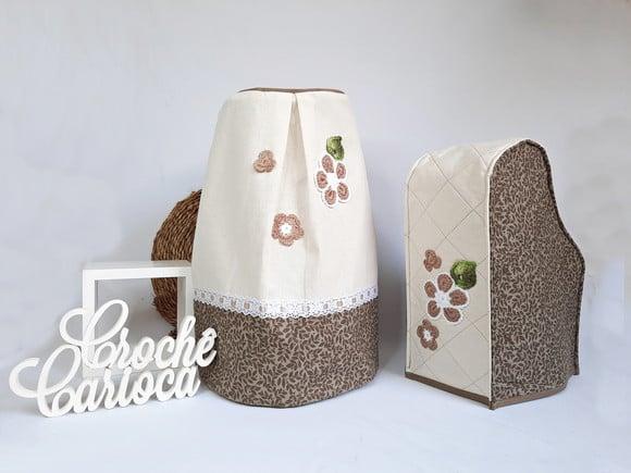 Capas Cafeteira Dolce Gusto e Liquidificador Algodão Cru