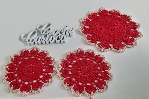 Centrinhos de Crochê 20 e 30 cm Escolha Cores 3 Peças