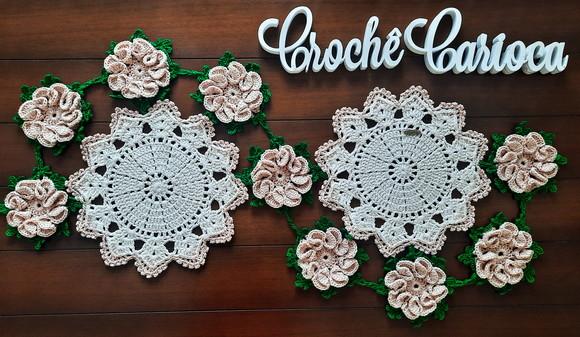 Centro Mesa Crochê Floral Natural Decoração Escolha Cores