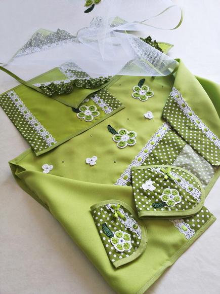 Conjunto de cozinha verde: 4 peças