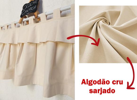 Cortina Bandô de Algodão Cru Sarjado 1,40x0,50 ou Sob Medida