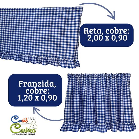 Cortina Bandô Xadrez Farm House Babadinhos Cobre 120x90