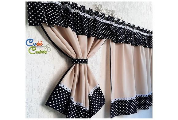 Cortina Bege e Preto ou Escolha Cores