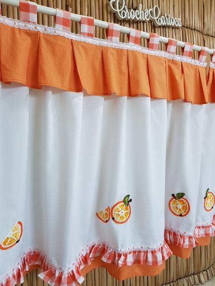 Cortina Cozinha Frutas Laranjinhas Sob Medida e Escolha Cor