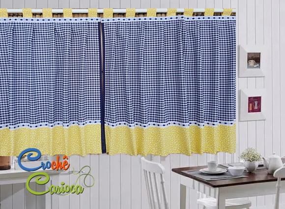 Cortina Cozinha Xadrez 150x80 ou Sob Medida Escolha Cores