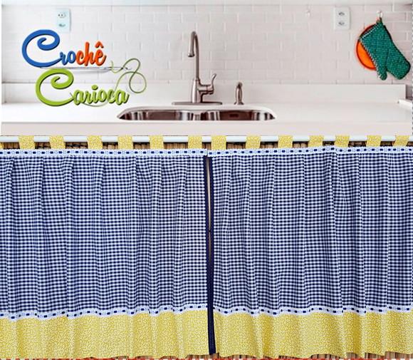 Cortina Cozinha Xadrez 150x80 ou Sob Medida Escolha Cores