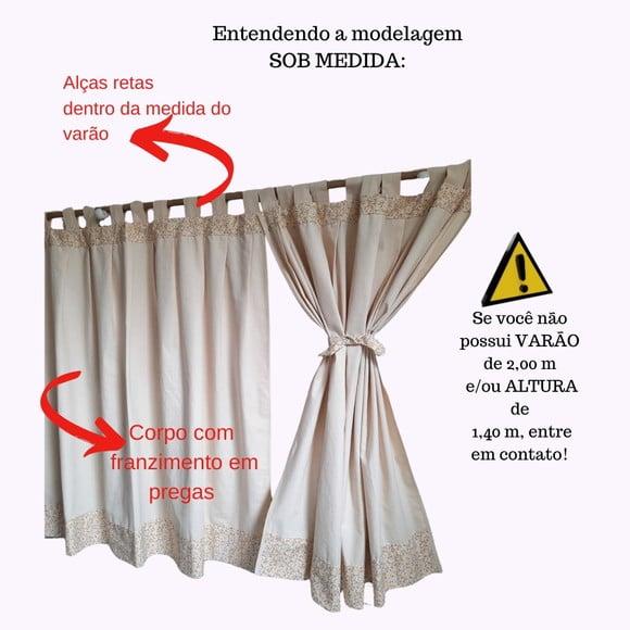 Cortina de Algodão Cru Natural 2,00x1,40 ou Sob Medida