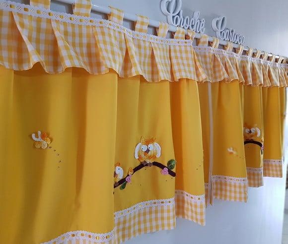Cortina de Cozinha Corujinhas Escolha Cores e Sob Medida