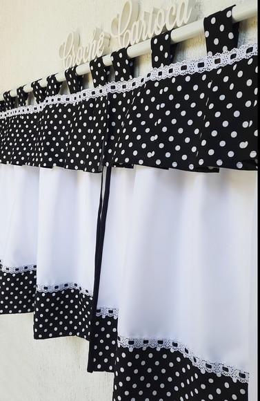 Cortina de Cozinha Preto e Branco Poás Sob Medida