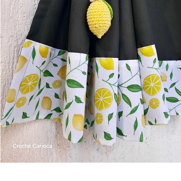 Cortina de Cozinha Limões Escolha Cores 200x80 ou Sob Medida