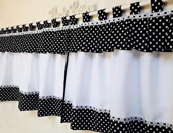 Cortina de Cozinha Preto e Branco Poás Sob Medida