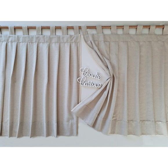 Cortina de Linho Misto Cru Natural Alças Elegante Sob Medida