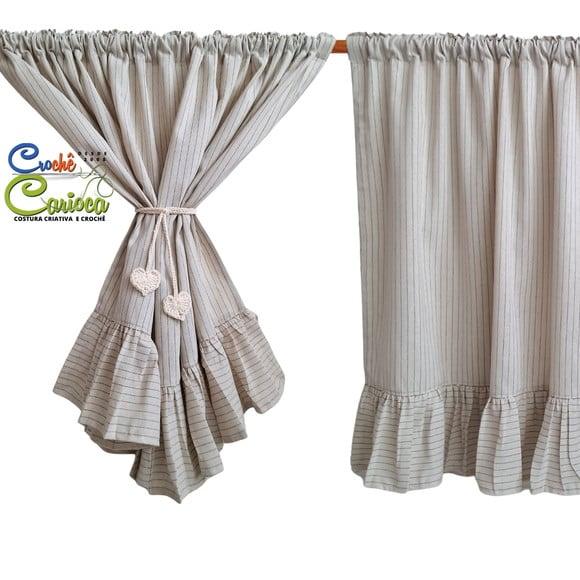 Cortina de Linho Tinto Risca Giz Elegante Sob Medida