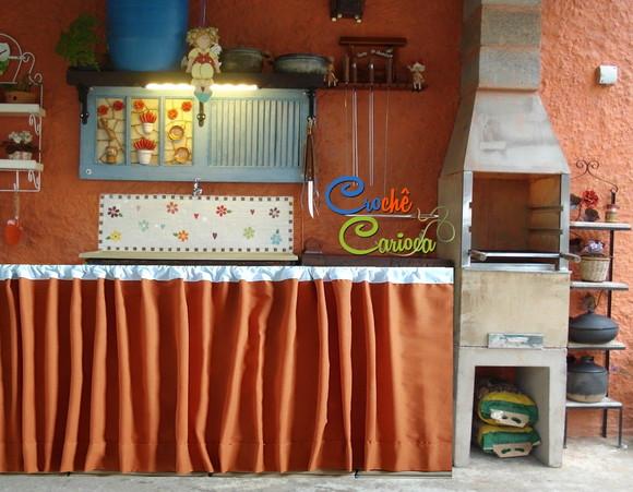 Cortina de Linho Misto Terracota e Branco