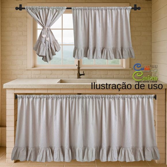 Cortina de Pia 150x80 Linho Tinto Natural Sob Medida