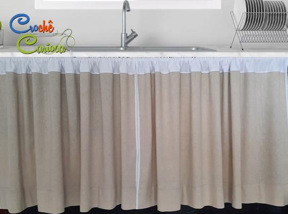 Cortina de Pia Área Gourmet Linho Tinto Cobre 150x80