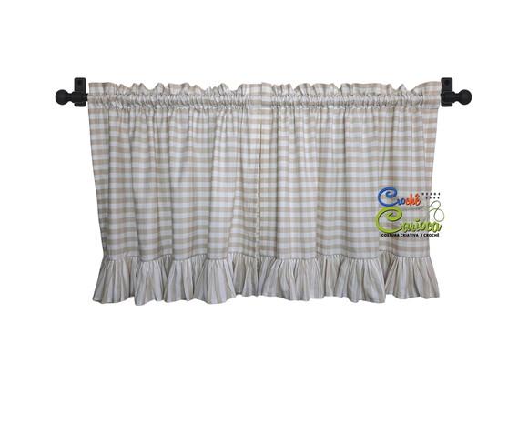 Cortina Farmhouse Elegante Xadrez 100% Algodão Sob Medida