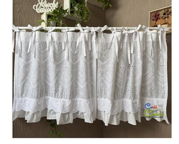 Cortina Laise Bordada Elegante Sob Medida ou 260x80