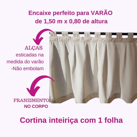 Cortina Linho Alças e Pregas Sob Medida Pia Bancada Janela